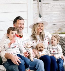 Matching family and dog christmas tree sweaters