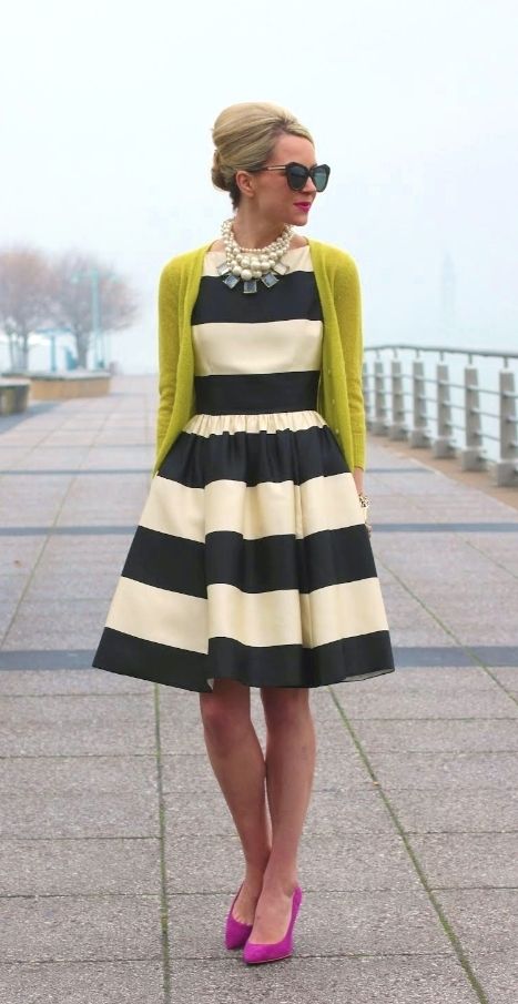 black and cream striped dress