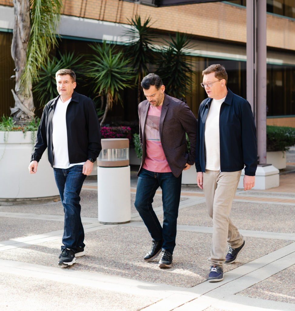 three startup founders wearing casual Silicon Valley style